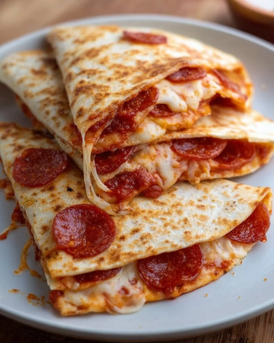 5 Minute Pepperoni Pizza Quesadilla