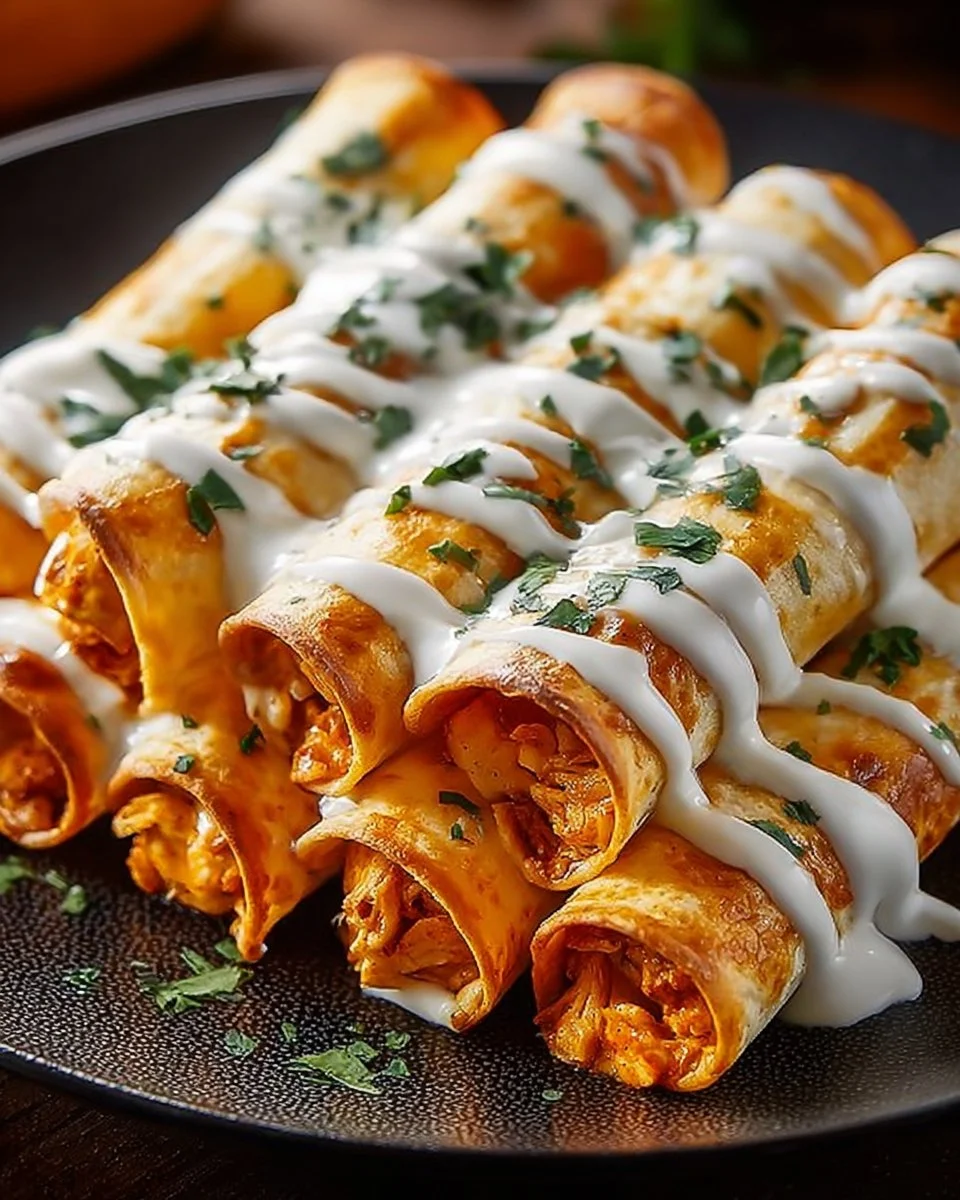 Baked Buffalo Chicken Taquitos