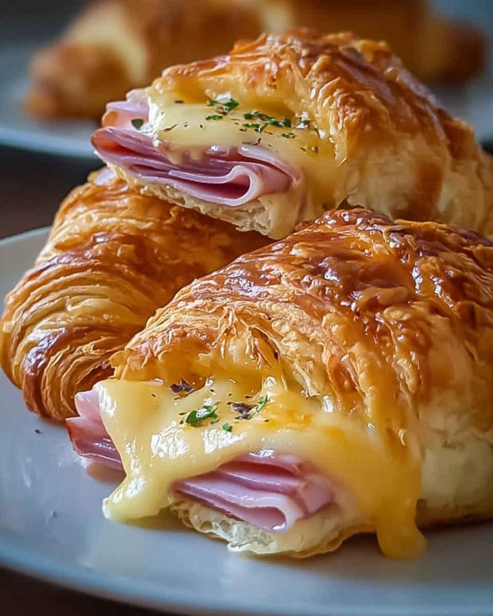 Baked Ham and Cheese Croissants