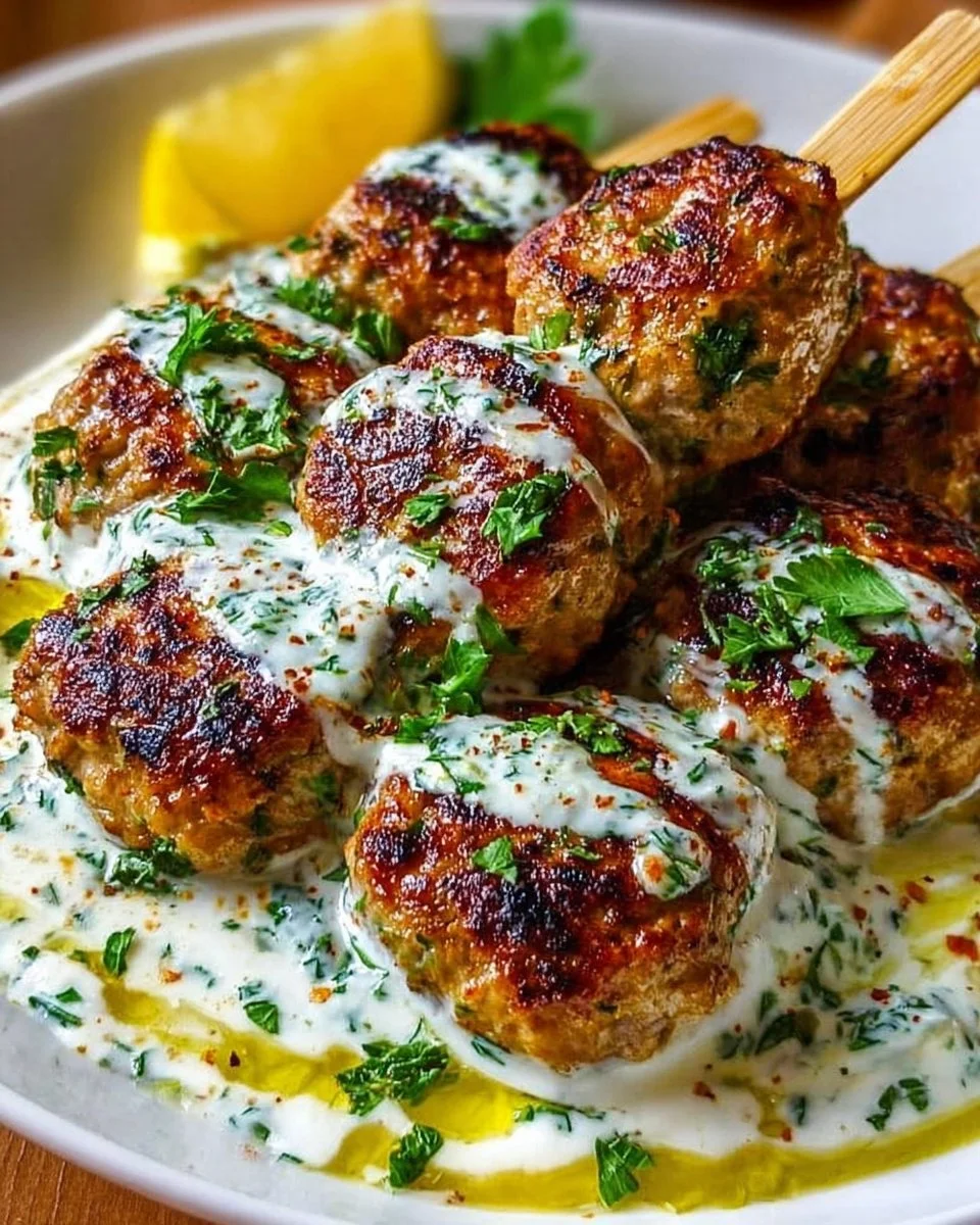 Chicken Kofta Garlic Yogurt Sauce