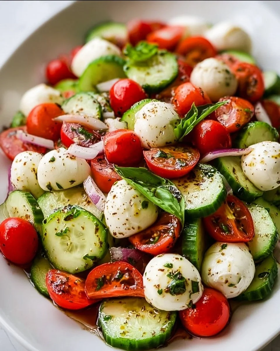 Juicy Cucumber Caprese Salad