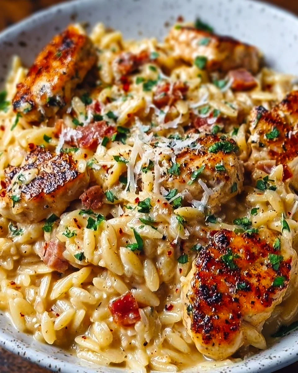 One-Pot Cajun Chicken Alfredo Orzo: Quick &amp; Creamy Delight