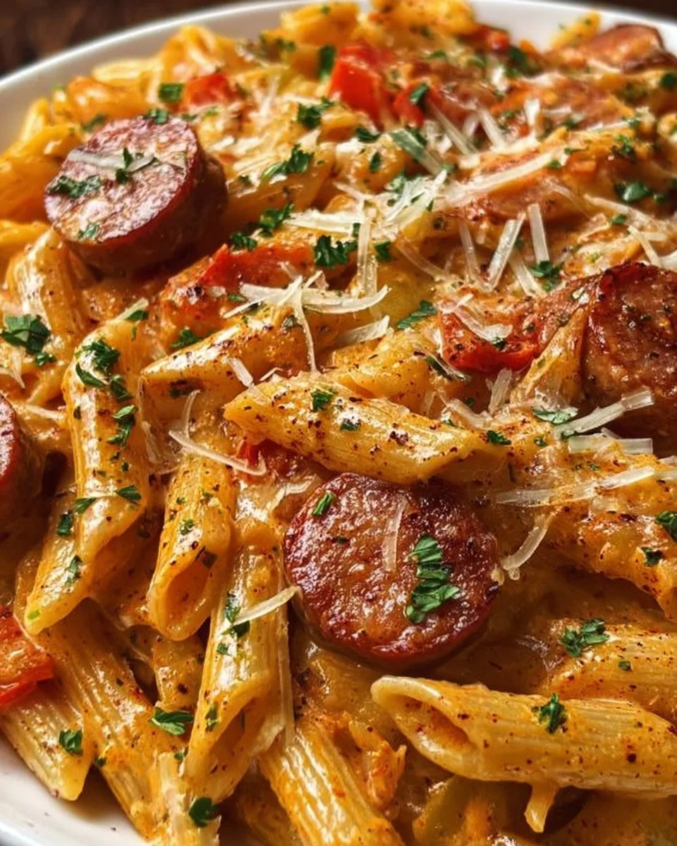 One-Pot Creamy Spicy Cajun Sausage Pasta