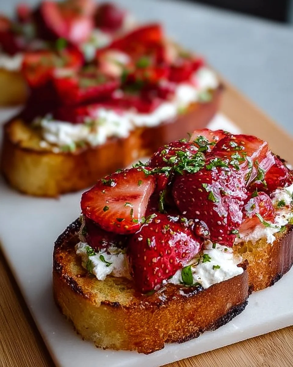 Roasted Strawberry Whipped Ricotta Toast