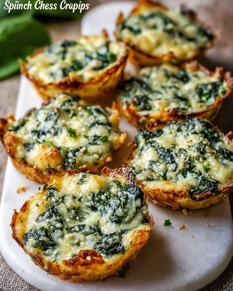Delicious Spinach Cheese Crisps - cheesy low-carb snack for healthy eating