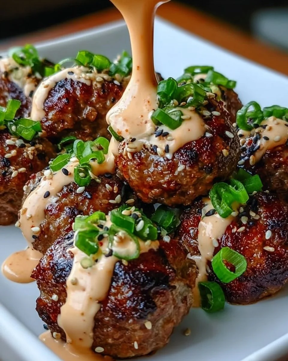 The Best Korean BBQ Meatballs with Spicy Mayo Dip