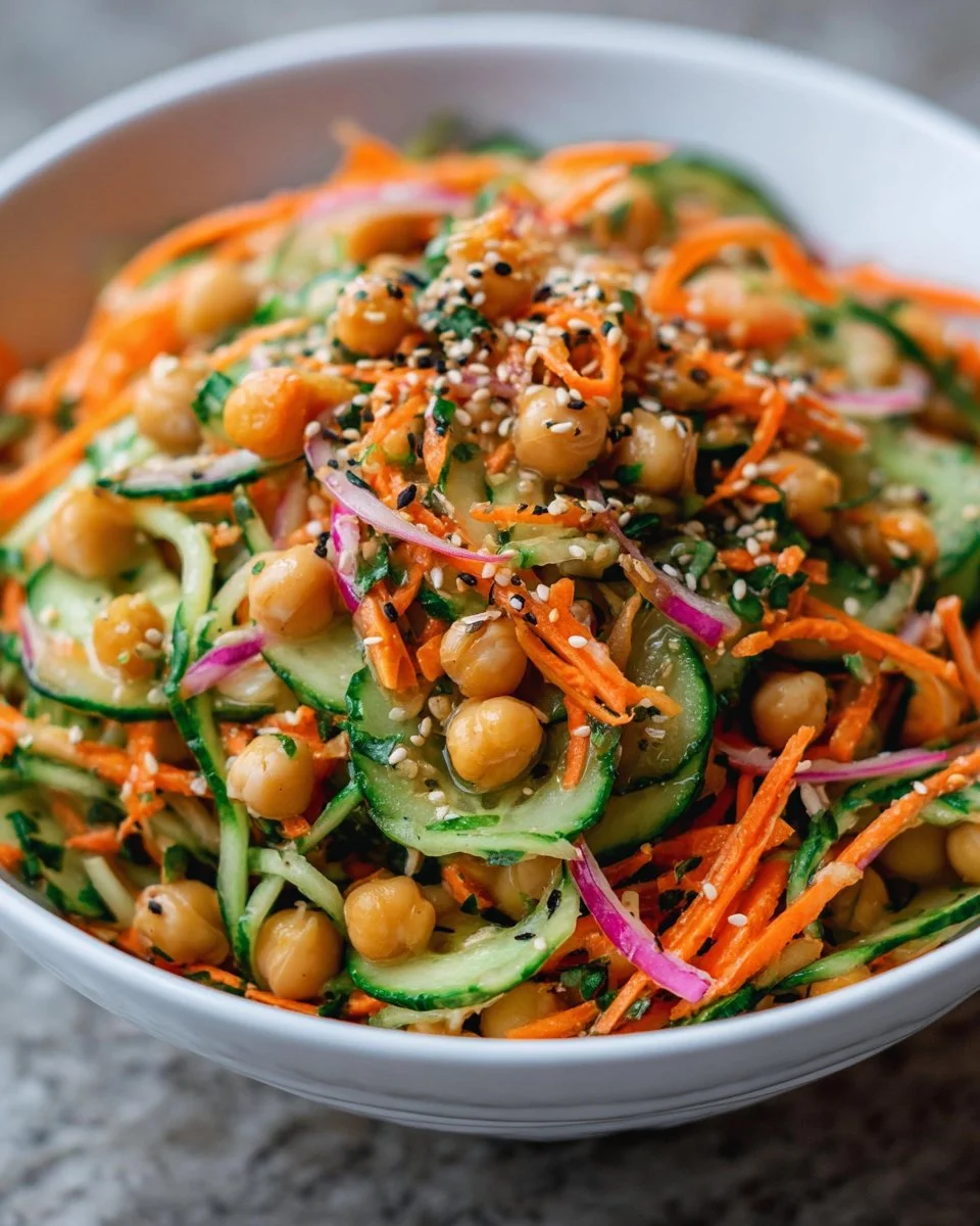 Asian Cucumber and Chickpea Slaw with Sesame Dressing