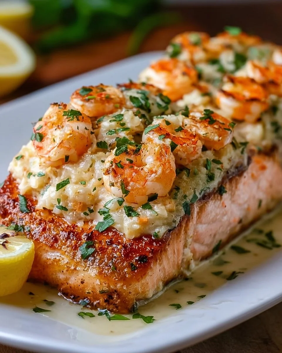 Crab and Shrimp Stuffed Salmon