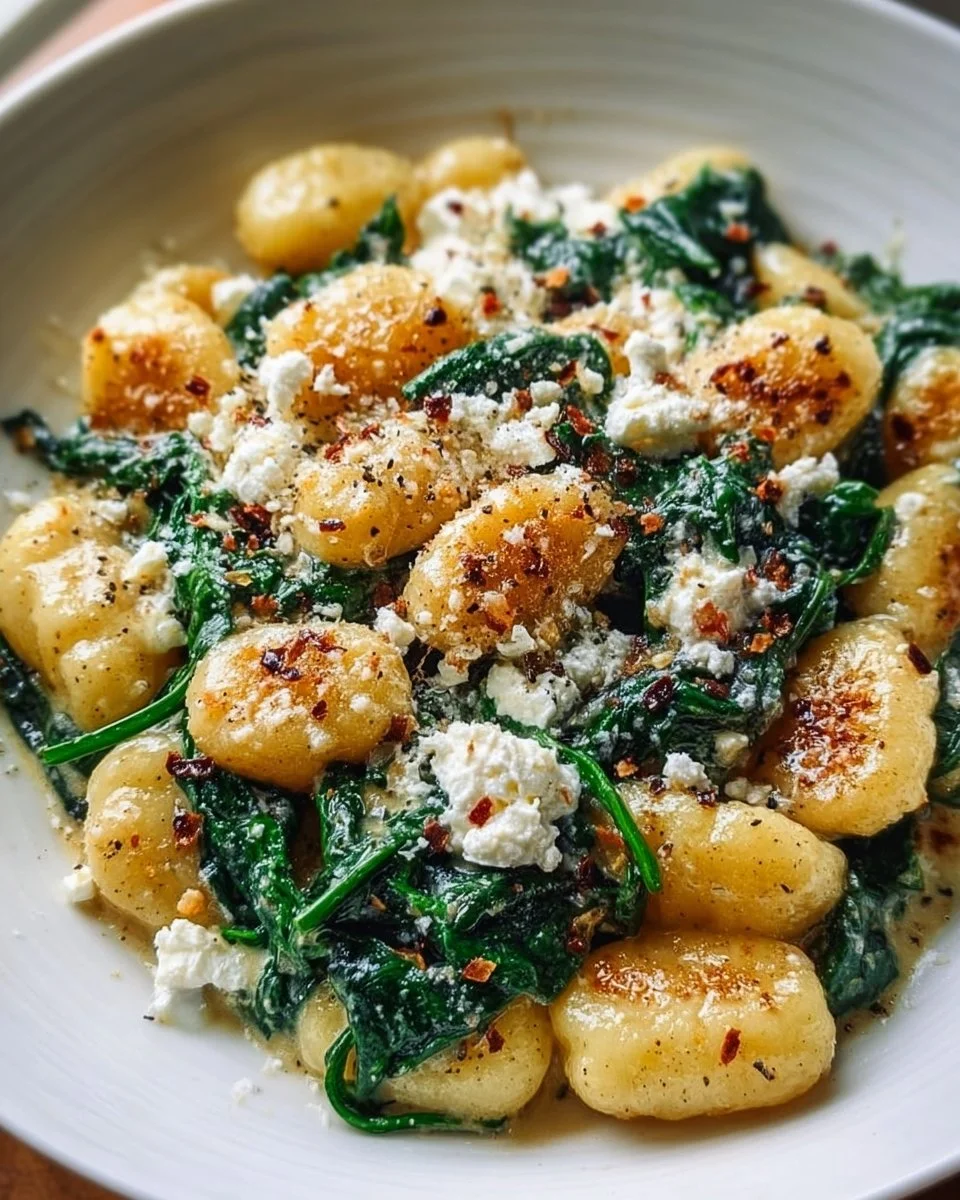 Cremige Gnocchi mit Spinat und Feta