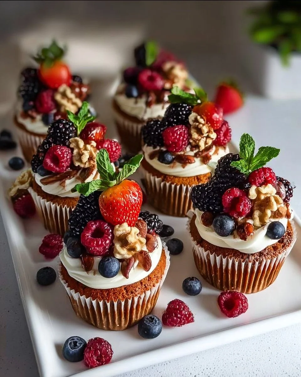 Cupcakes with Berries and Nuts | Cupcake Fruit Decoration