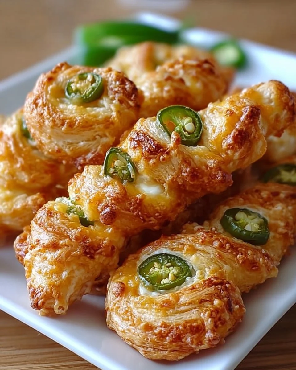 Irresistibly spicy jalapeno popper twists served on a platter for game night.