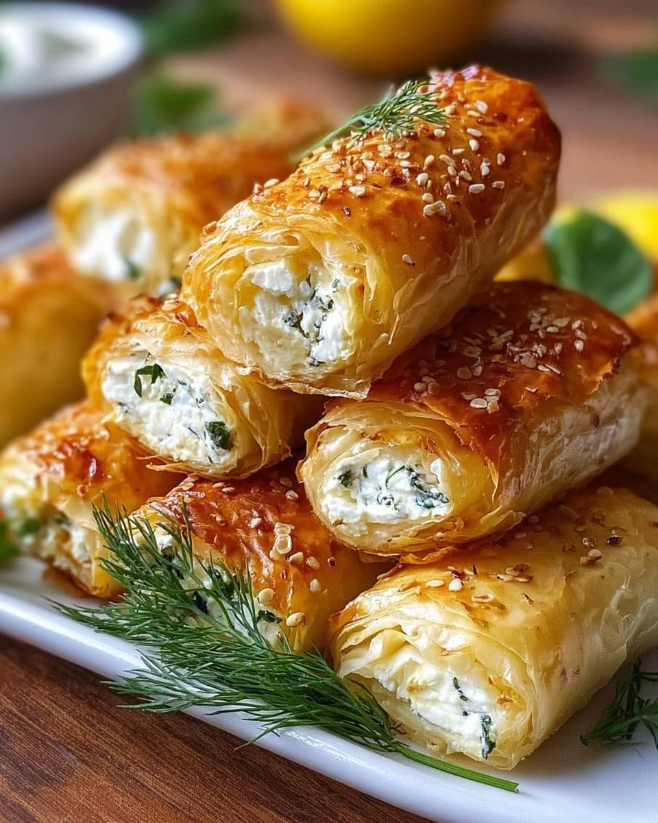 Ofen-gebackene Feta-Röllchen