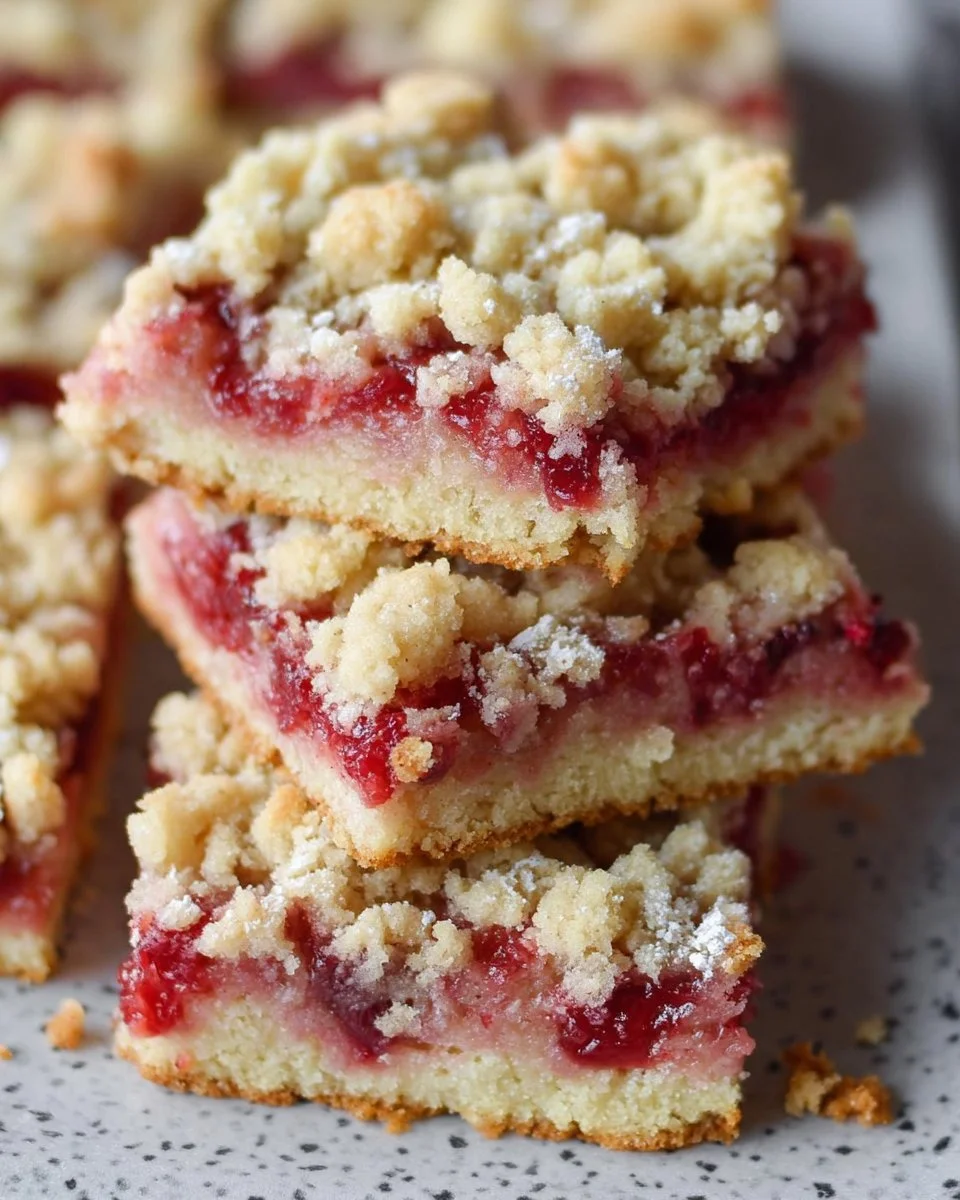 Rhubarb Shortbread Bars with Streusel Topping