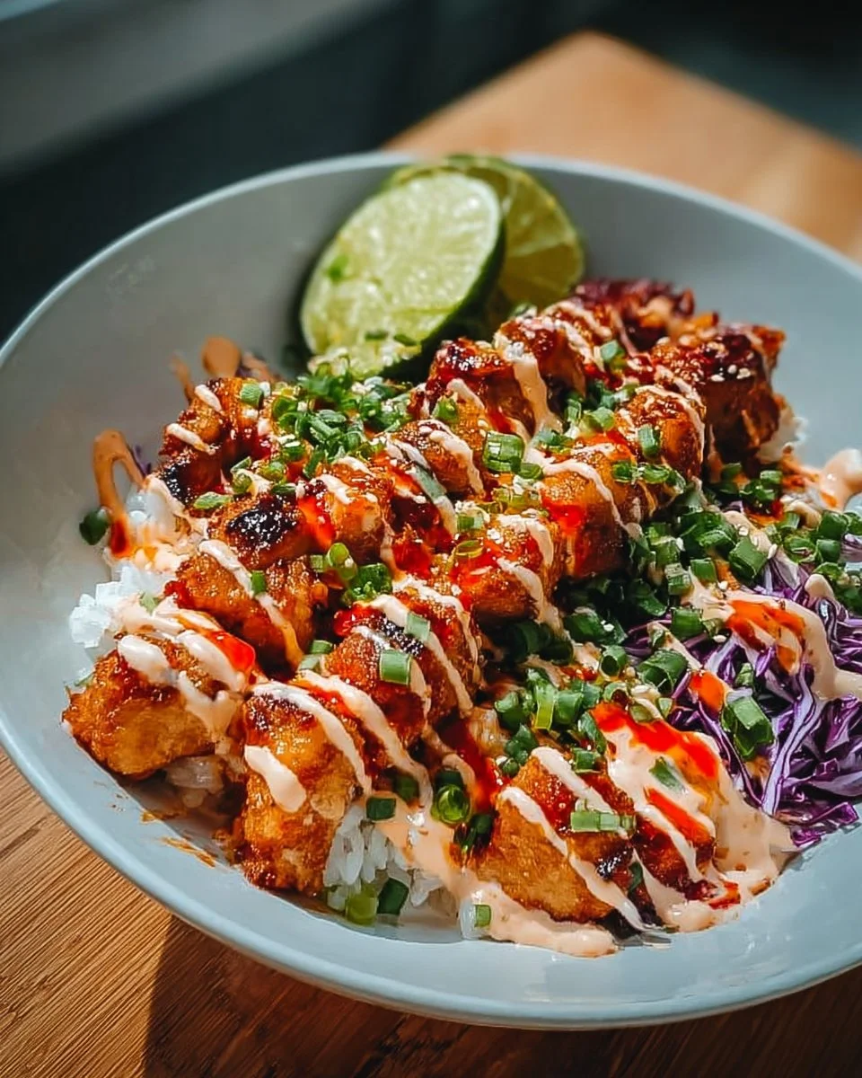 Sweet Chili Chicken Bowl with Coconut Lime Drizzle