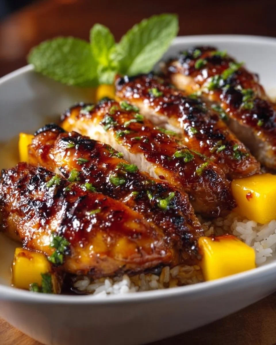 Asian Mango Glazed Chicken Twists