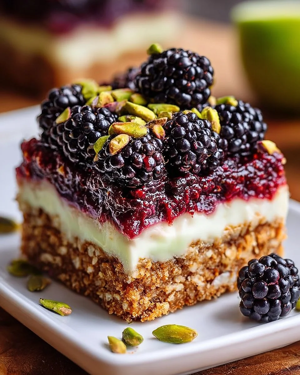 Blackberry Pistachio Dream Bars