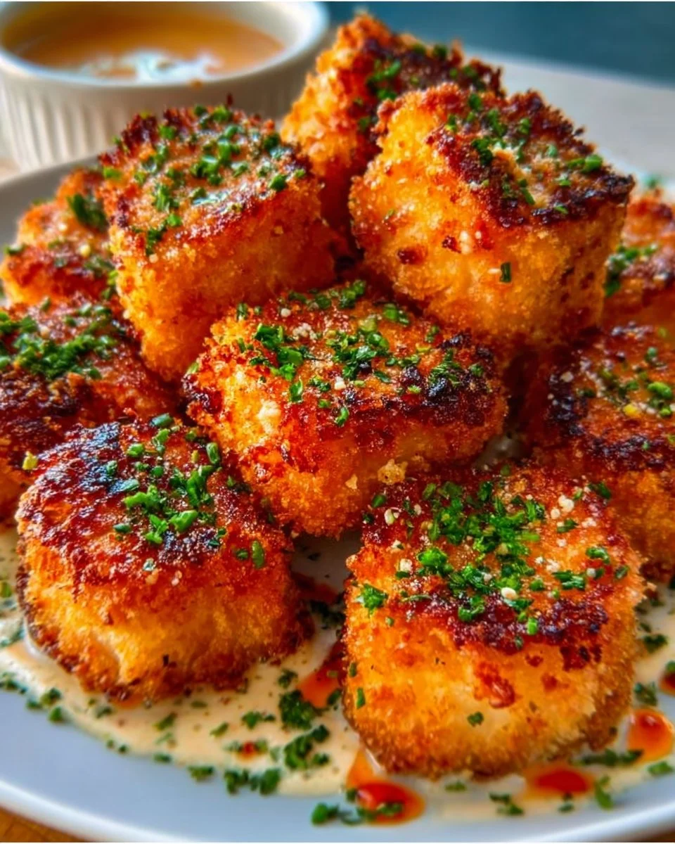 Crispy Bang Bang Salmon Bites - a flavorful appetizer with a crunchy coating.