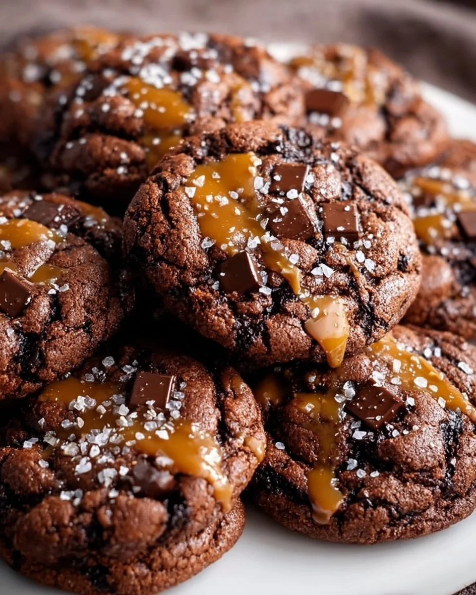 Double Chocolate Salted Caramel Cookies