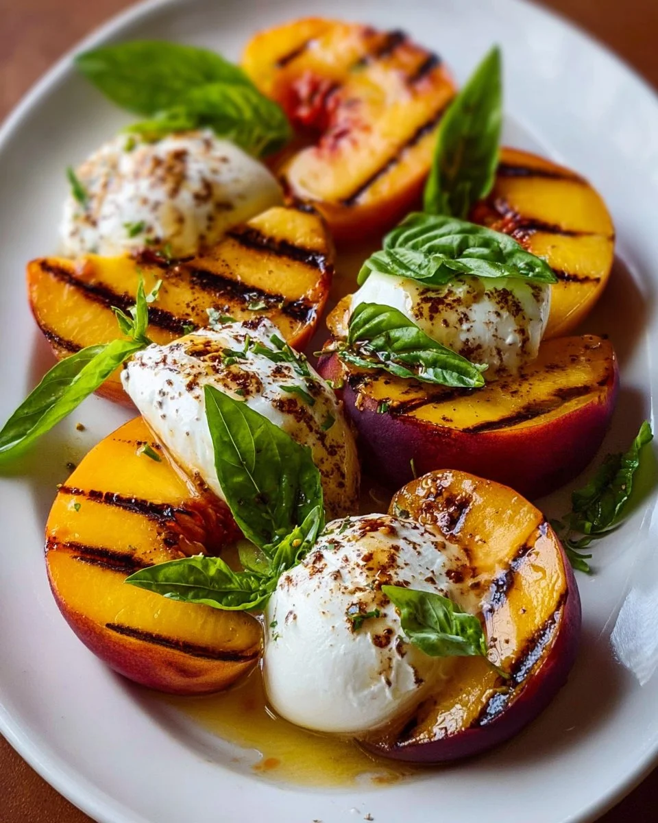 Grilled Nectarines with Burrata and Honey