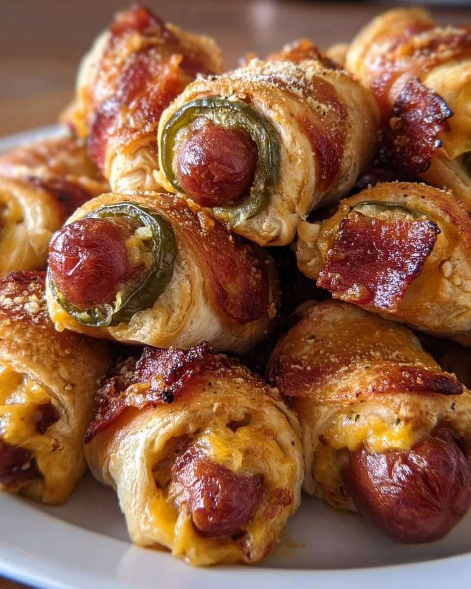 Jalapeño popper pigs in a blanket served on a platter