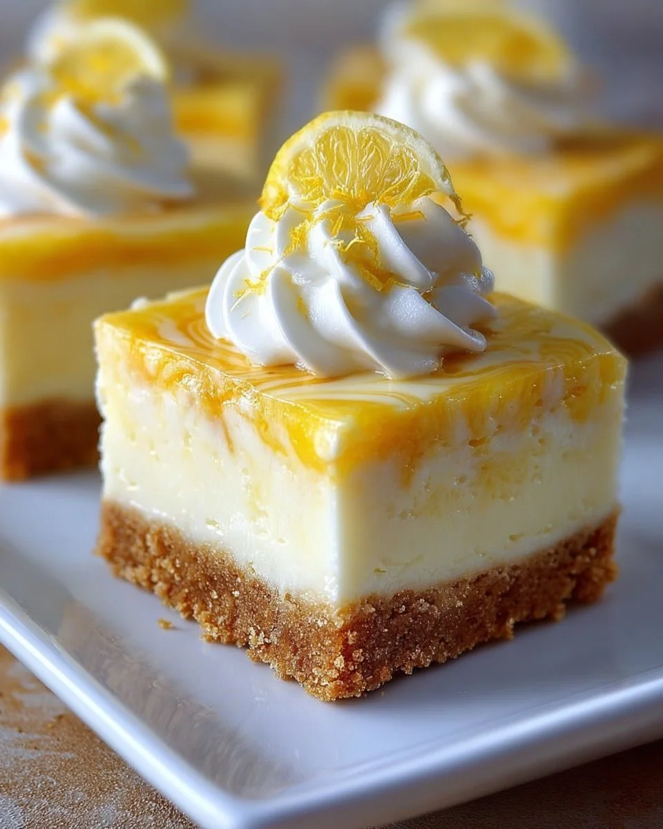 Lemon Marbled Cheesecake Bars