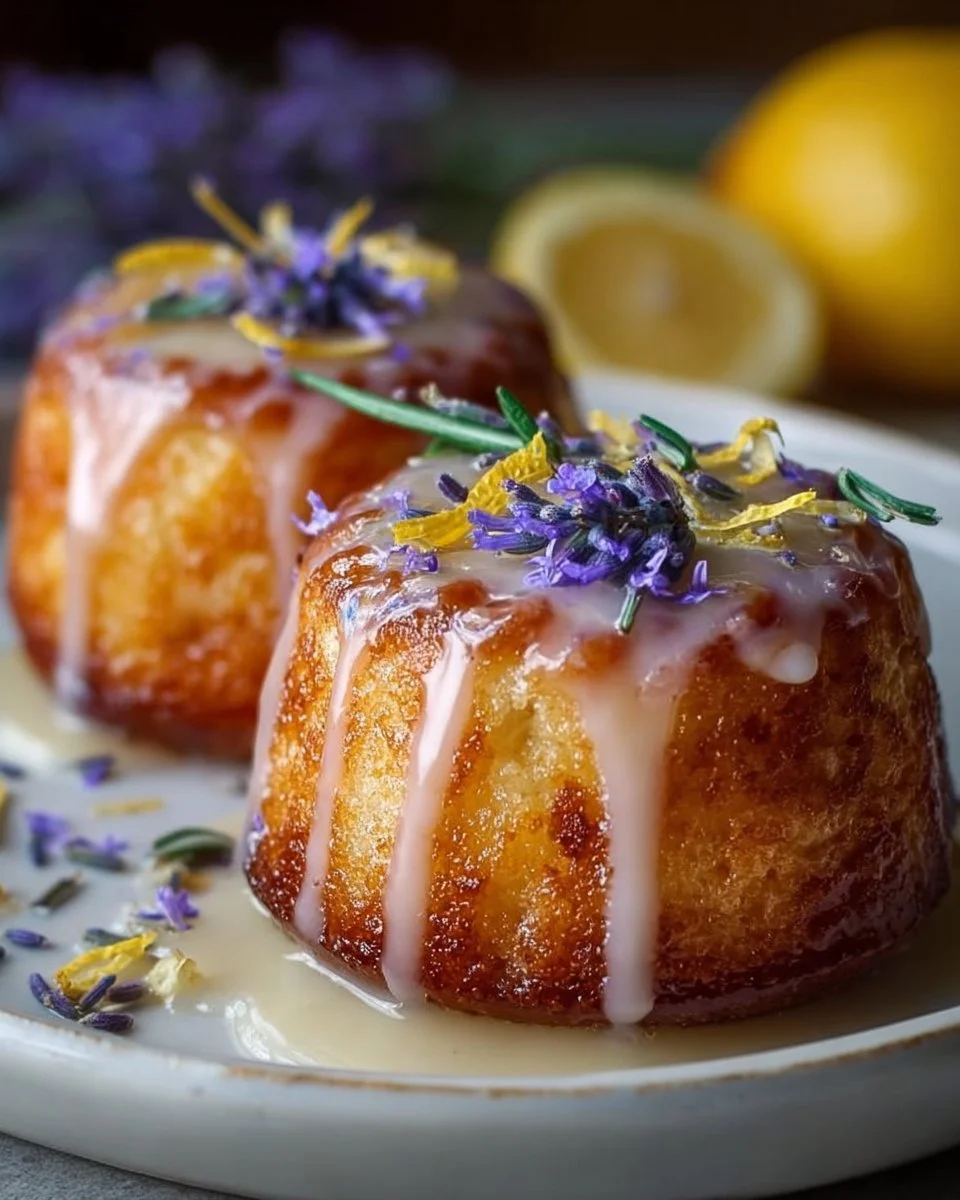 Mini Lemon Cakes With Lavender Glaze