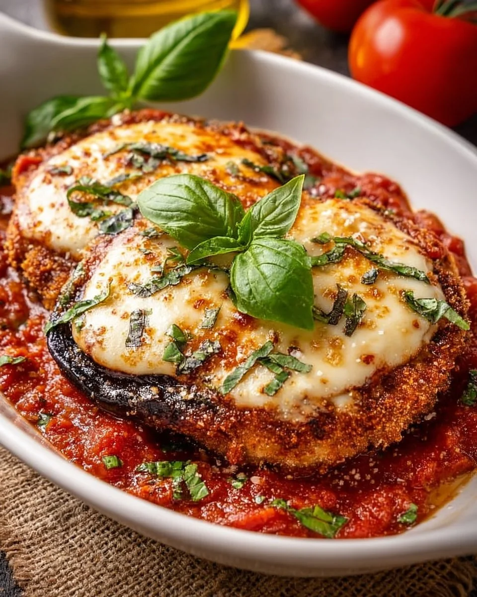 Delicious Neapolitan Parmesan dish with herbs and spices for a gourmet taste.