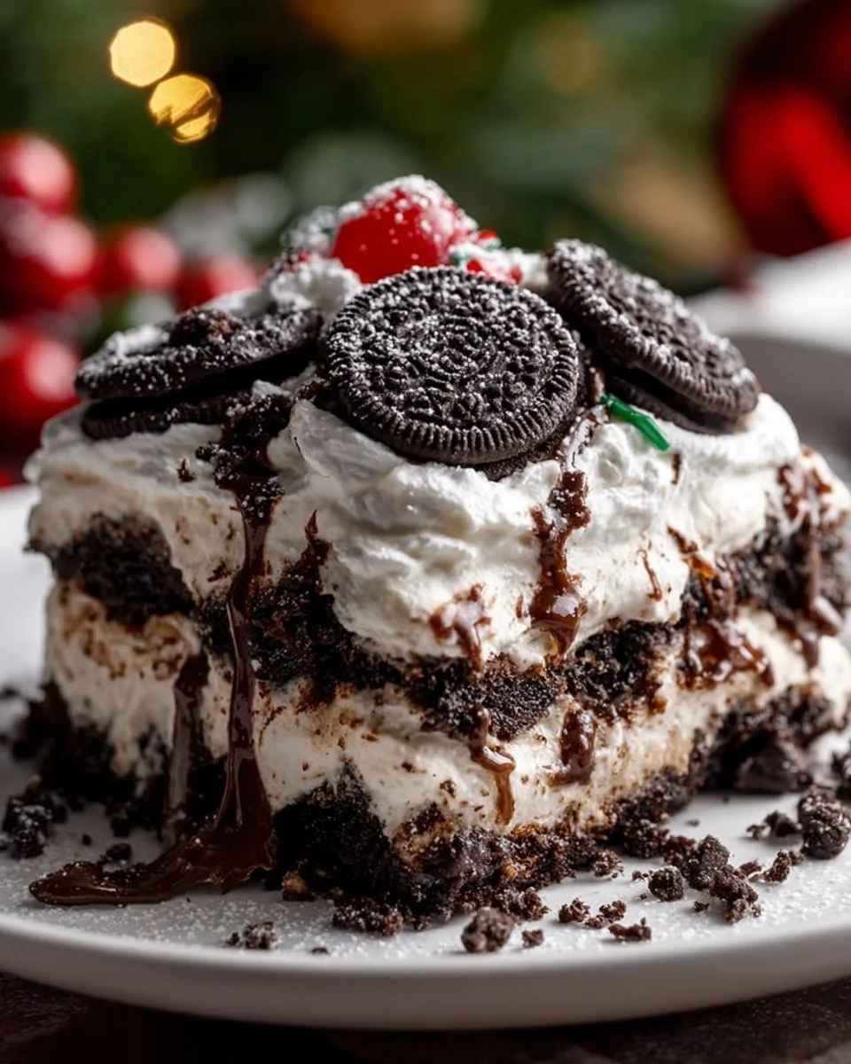No-Bake Christmas Oreo Lasagna