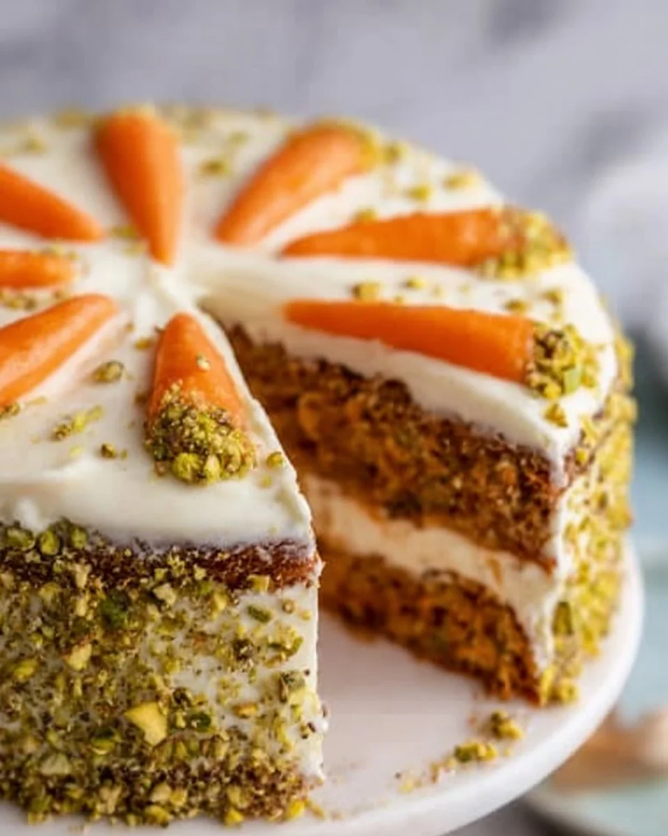 Pistachio Carrot Cake with Cream Cheese Frosting