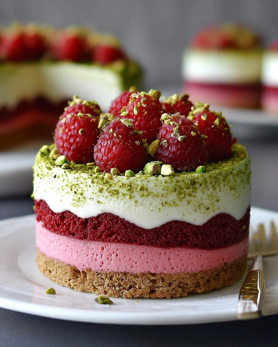 Raspberry Pistachio Mousse Cake