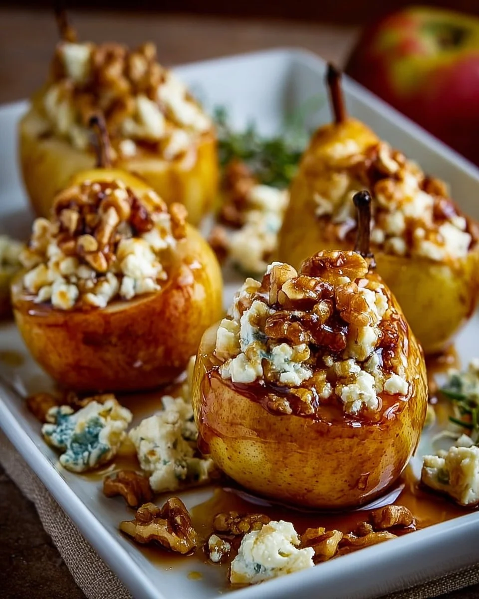 Roasted Pears with Goat Cheese and Maple Walnut Drizzle