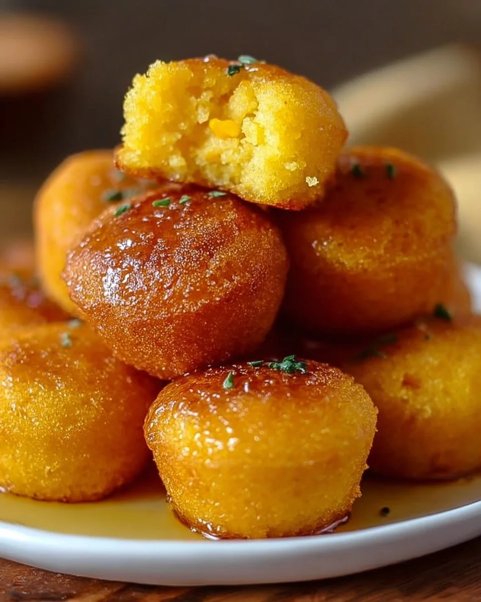 Southern-style honey butter cornbread poppers served on a plate