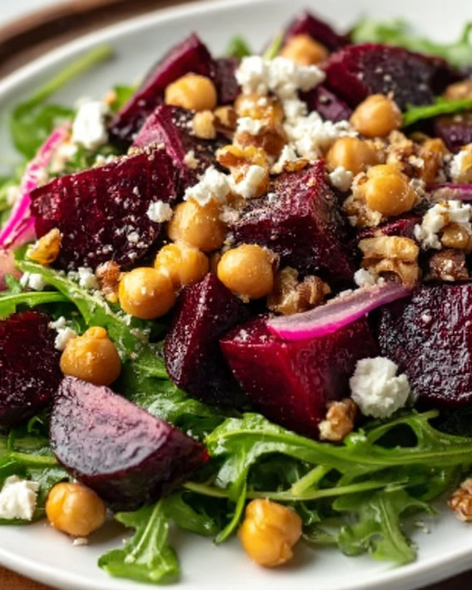Arugula, Beet, and Chickpea Salad with Lemon Dressing