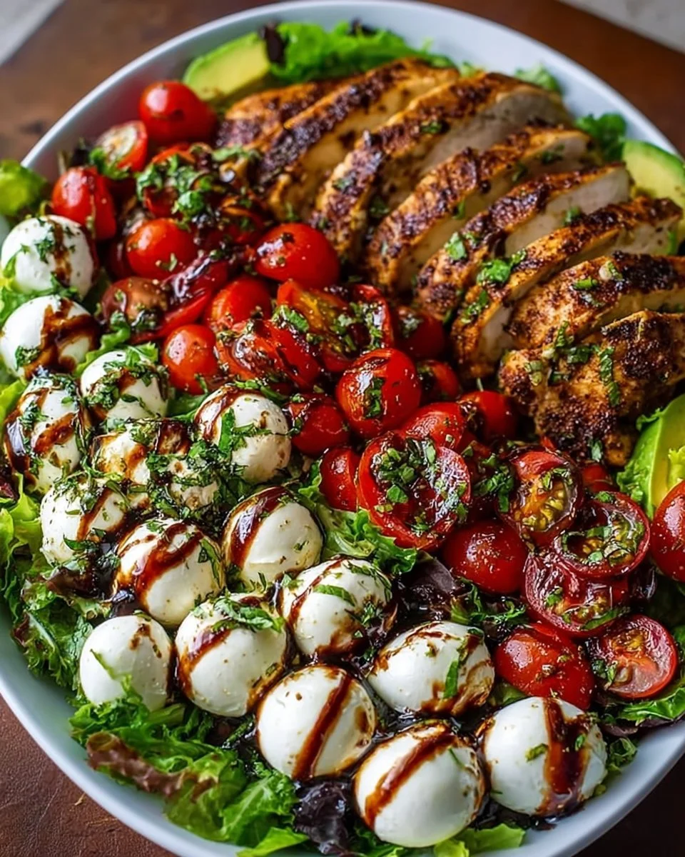 Baked Marinated Chicken Salad with Mozzarella and Balsamic Vinaigrette