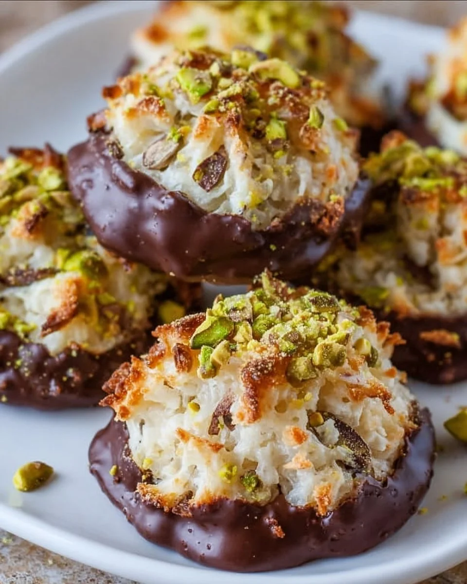 Chocolate Pistachio Coconut Macaroons