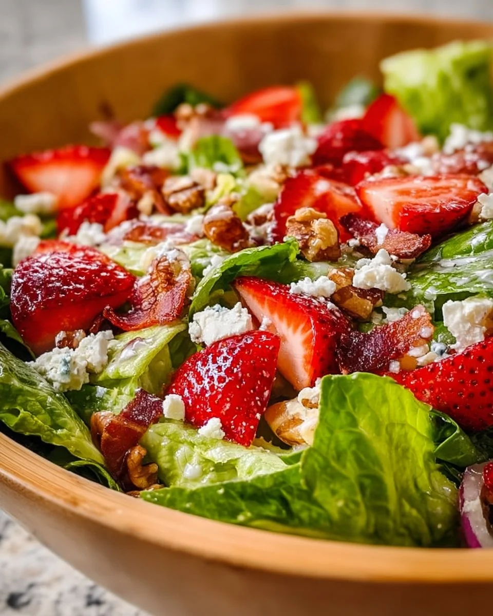 Crunchy Strawberry Romaine Feta Salad