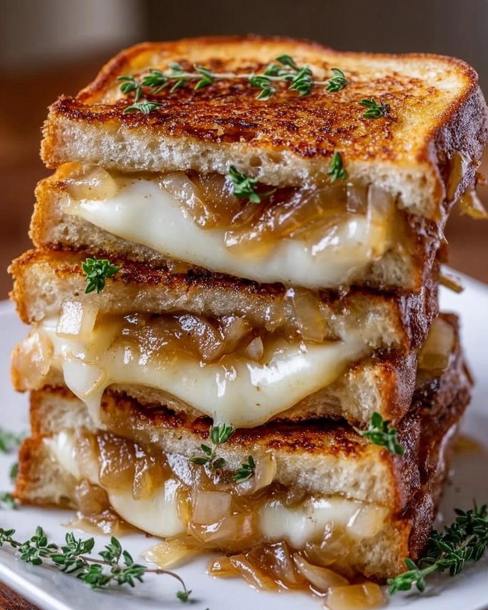 Pear & Apple Grilled Cheese with Caramelized Onions