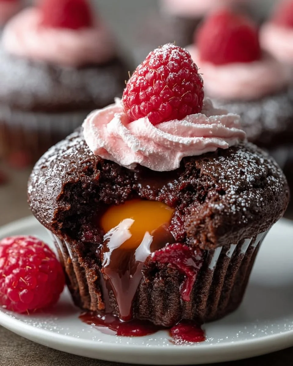 Raspberry Chocolate Lava Cupcakes