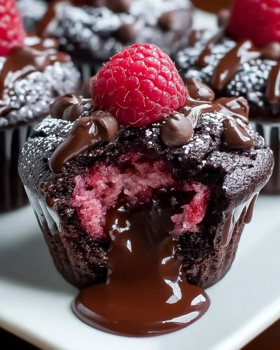 Raspberry Chocolate Lava Cupcakes