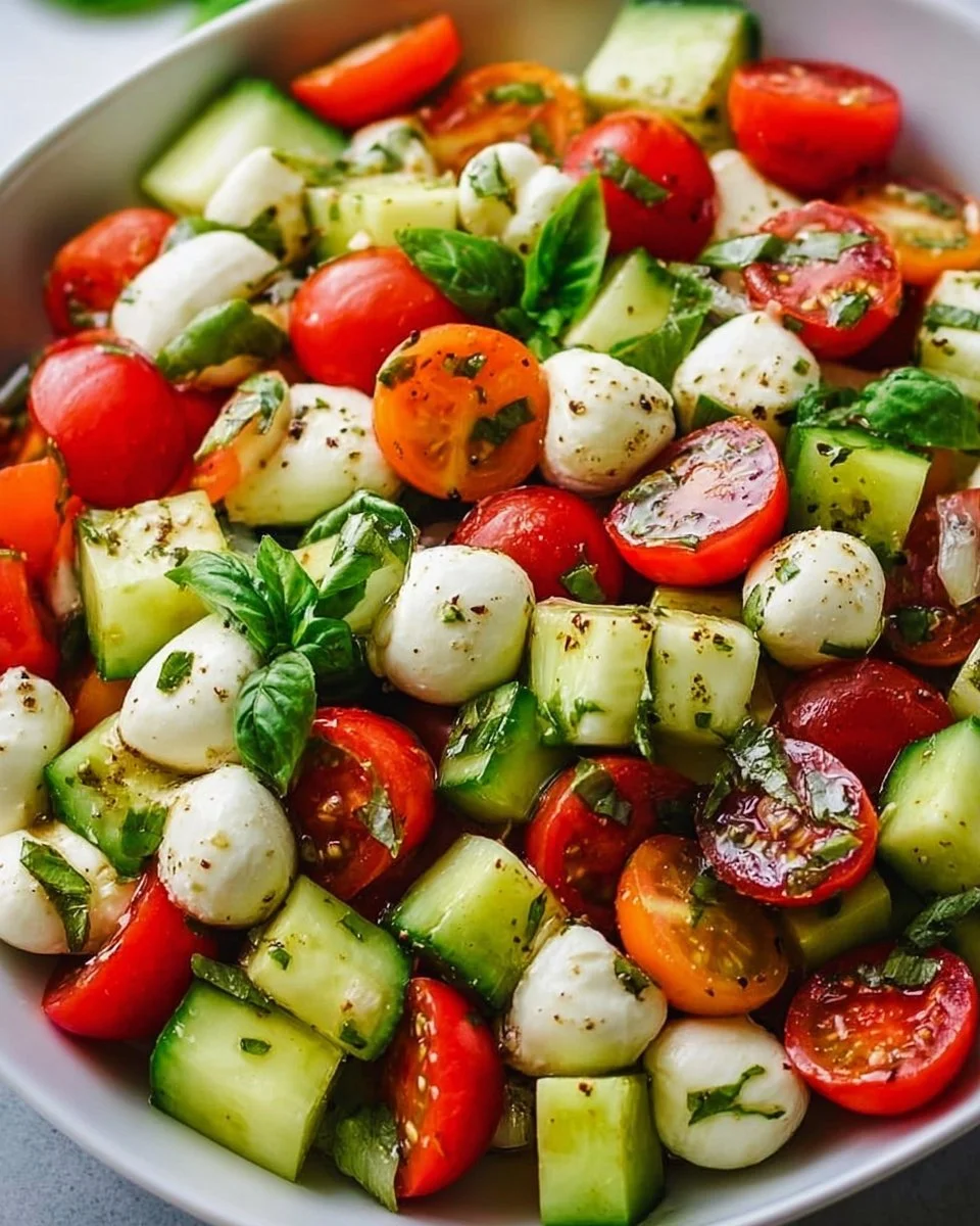 Tomato Cucumber Mozzarella Salad